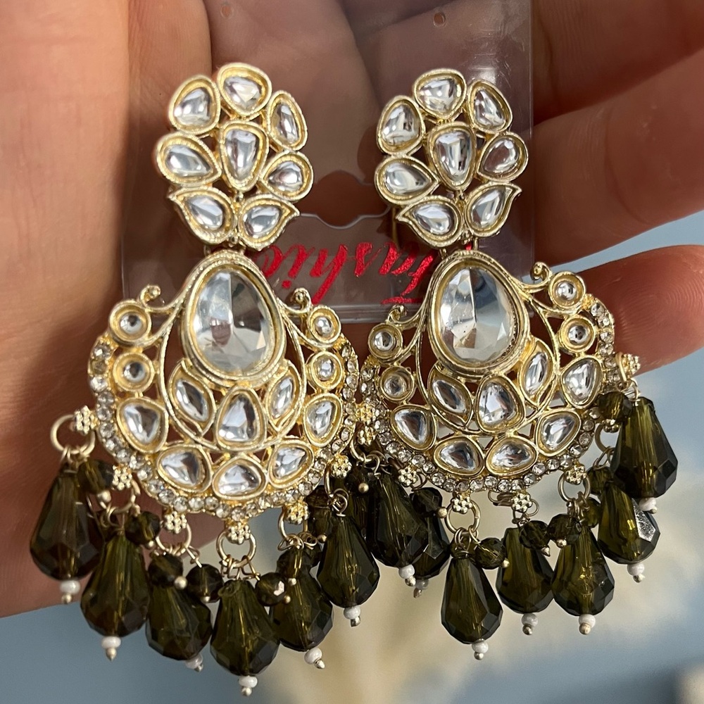 Gold and Silver Crystal Chandelier Earrings
